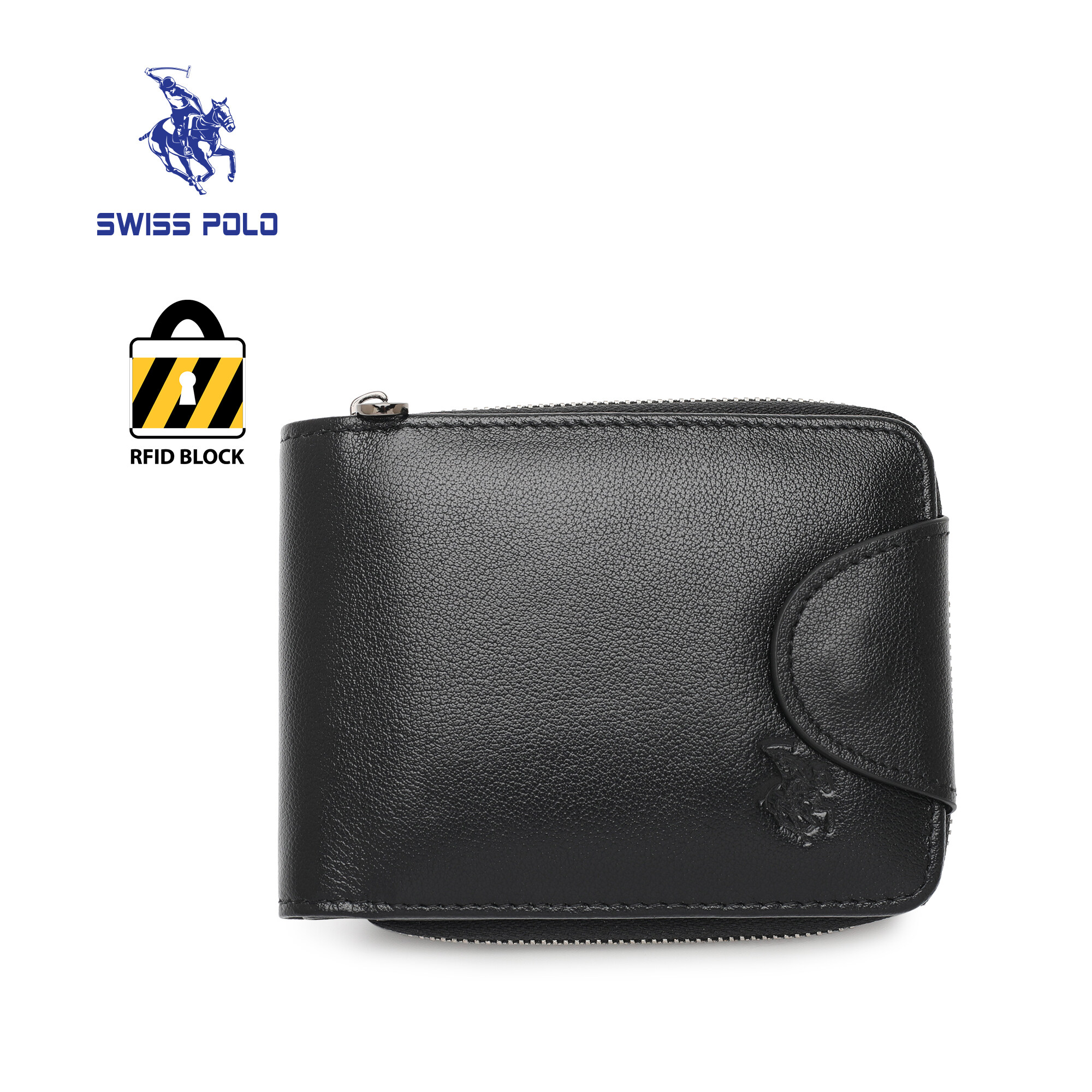 SWISS POLO Genuine Leather RFID Short Wallet SW 167-7 BLACK