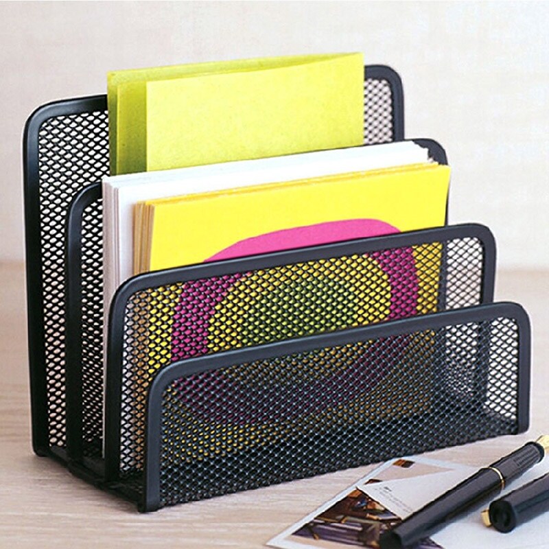（Red cabin） Black Mesh Letter Sorter Mail Document Tray Desk Office File Organiser Holder Multifunctional File Storage Desk Office Organizer