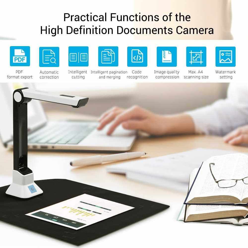 Aibecy BK50 Portable 10 Mega-pixel High Definition Scanner Capture Size A4 Document Camera for Card Passport File Documents Recognition Support 7 Languages German/ Russian/ French/ Japanese/ Spanish/ Italian/ English (Black & White)