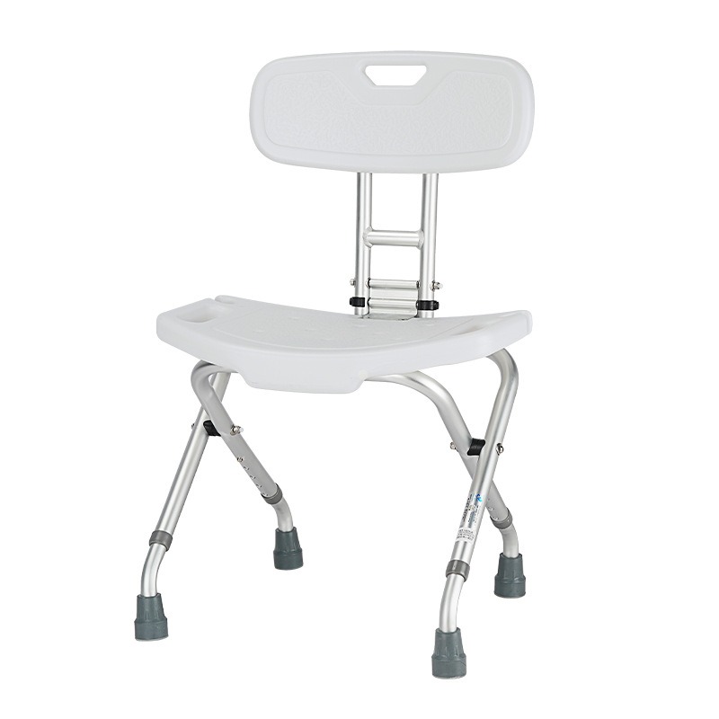 Foldable Shower Chair Adjustable Height Bath Chair with Backrest and Non-Slip Feet Safety Bath Stool for Seniors Disabled