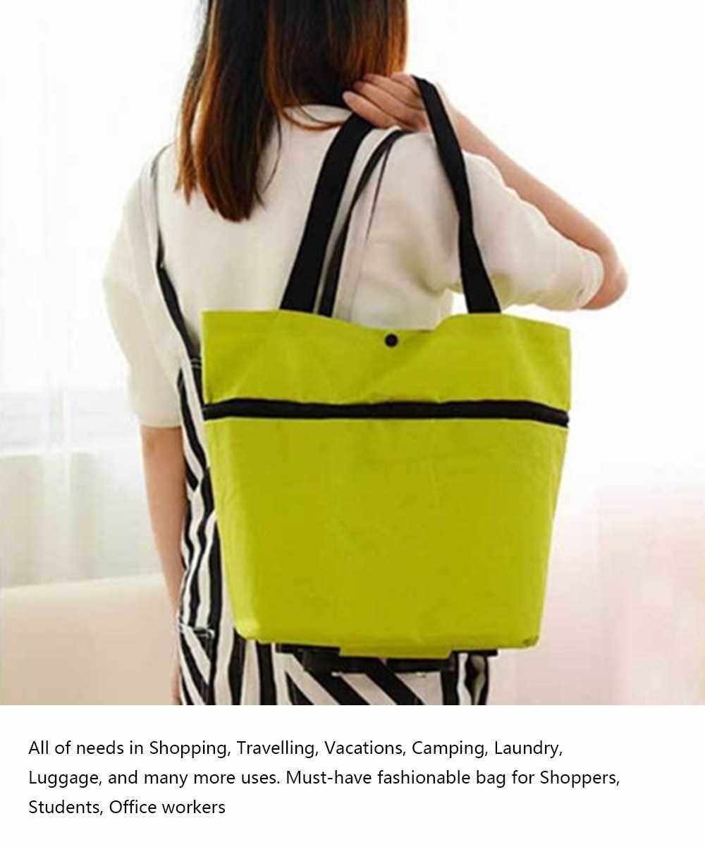 B11-46 Shopping Trolley Bag Oxford Folable Tote bag Shopping Cart (Green)