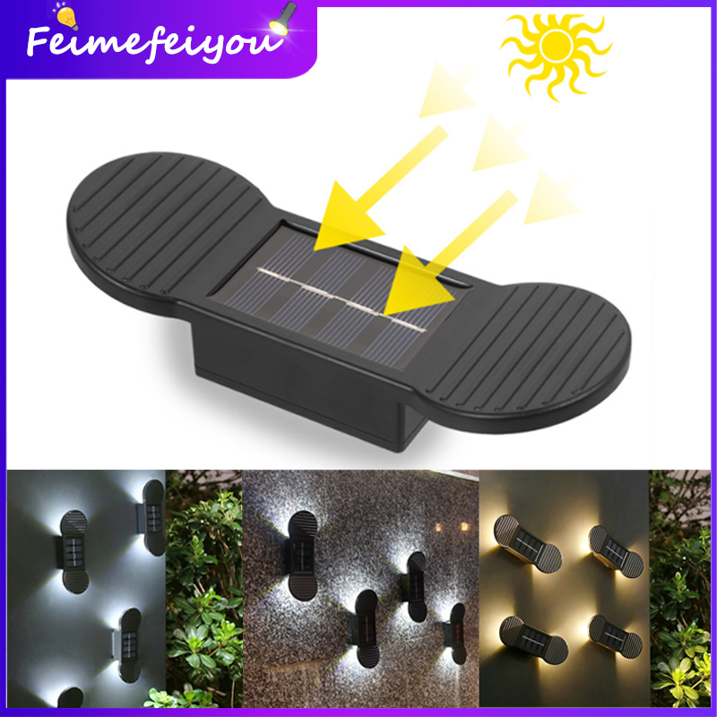 LED Solar Outdoor Wall Light Auto ON /OFF Auto Charging Waterproof Up & Down Patio Street Garden Villa For Home Decorative Landscape Stair Night light ราคา 197 บาท*ส่งฟรี