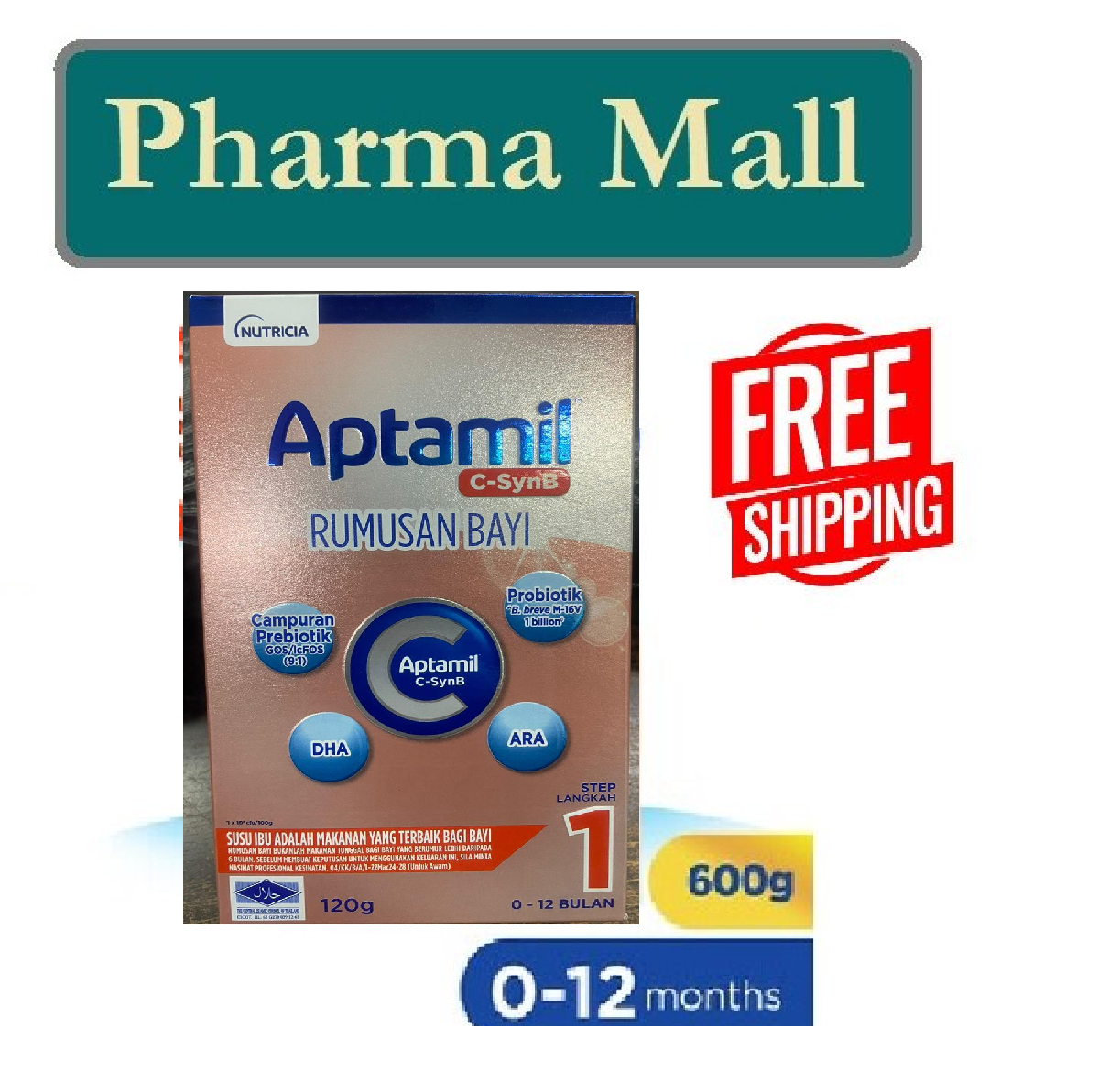 (New packing) Aptamil Infant Formula C-SynB (Step 1) 600g / 120g (EXP08/2027)