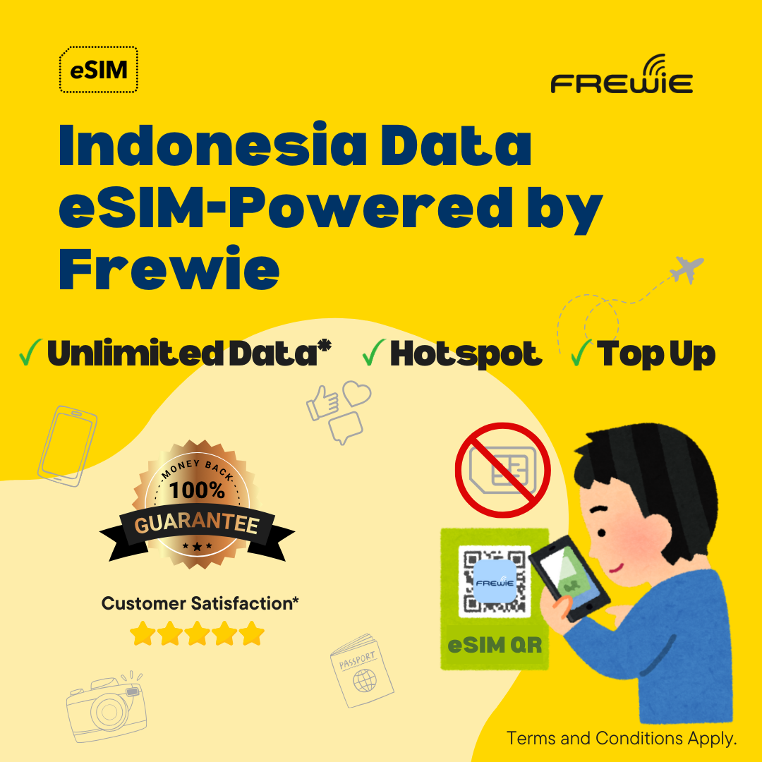 Indonesia eSIM Data Roaming | Unlimited Data | Topup Available | QR Code via Email | Telkomsel indonesia