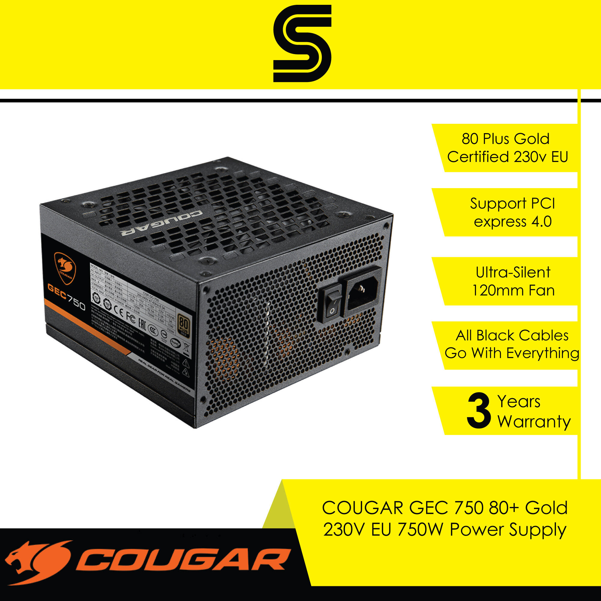 COUGAR GEC 750 80+ Gold 230v EU 750w Power Supply
