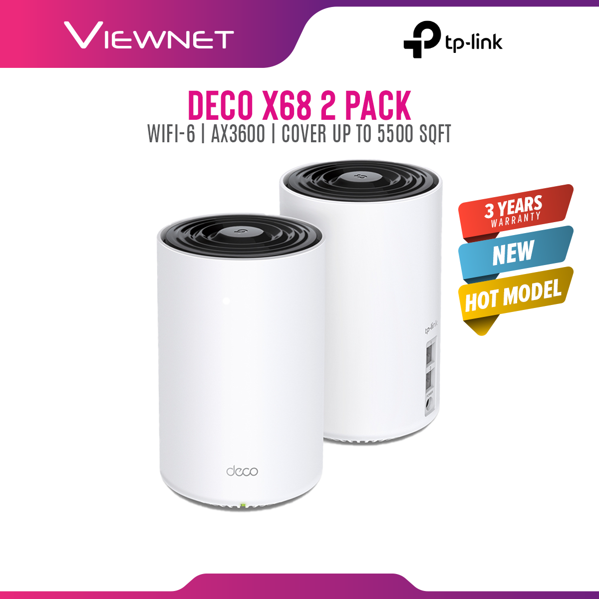 Tp-Link Deco X68 (2 Pack) AX3600 Whole Home Mesh WiFi 6 System Deco X68 1 pack Deco X68 2 pack Deco X68 3 pack