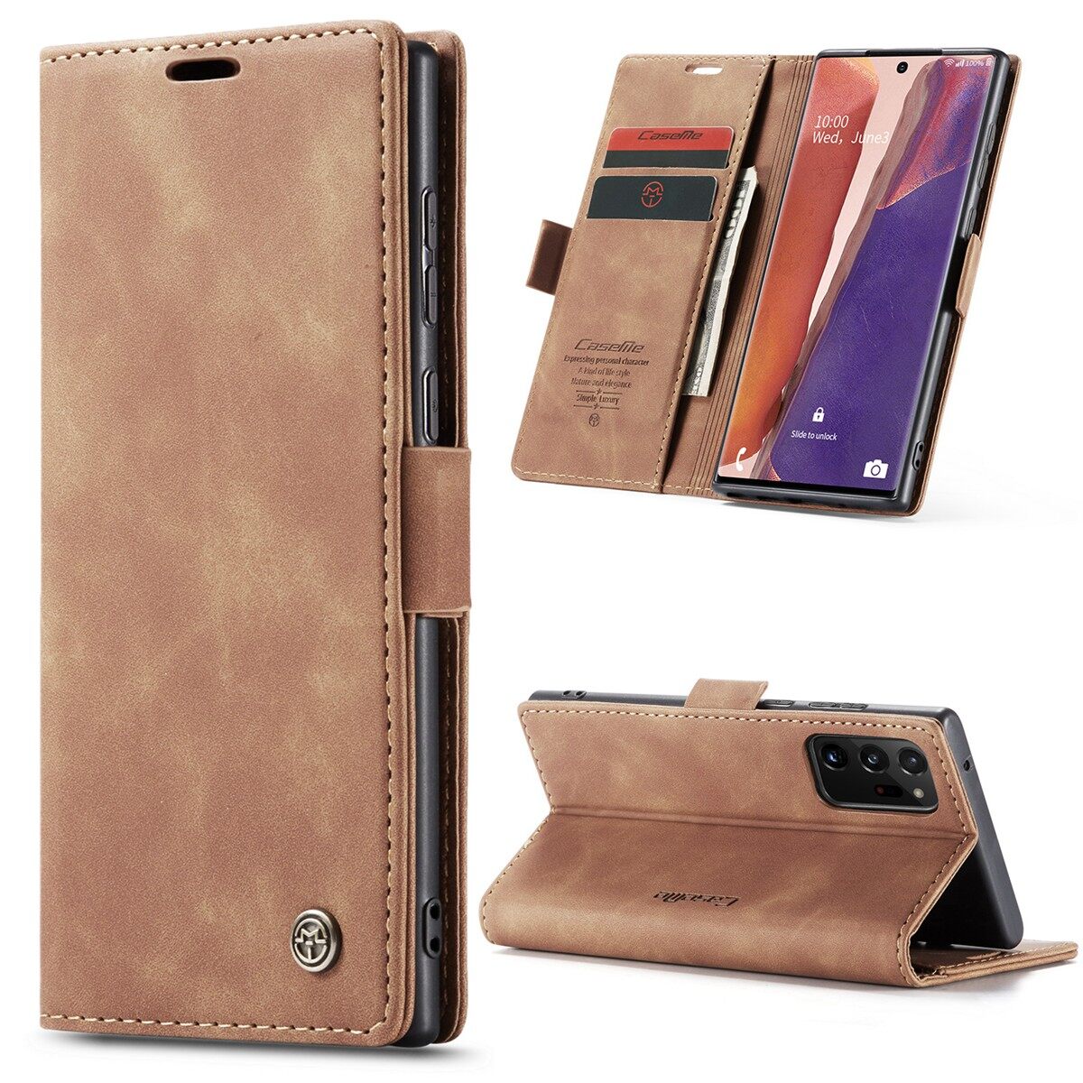 Ốp điện thoại, ví da retro cho samsung galaxy note 20 / note 20 ultra / note 10 / note 10 plus từ tính có khe cắm thẻ đứng chống-mùa thu bìa vỏ bọc