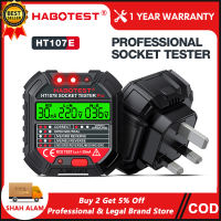 【From Selangor】HABOTEST HT107E LCD Display Electric Socket Tester 48V-250V Automatic Neutral Live Earth Wire Testing Circuit Polarity Detector Wall Plug Breaker Finder Electric Leakage Test with Voltage Backlight