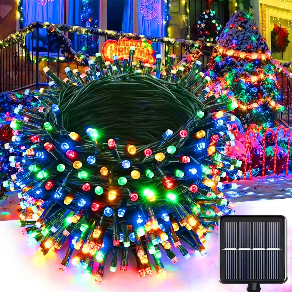 LED Solar Lights Multi Color LED Fairy String Lights Waterproof 8 Lighting Modes String Lights Lampu Raya Solar 12m 23m 33m
