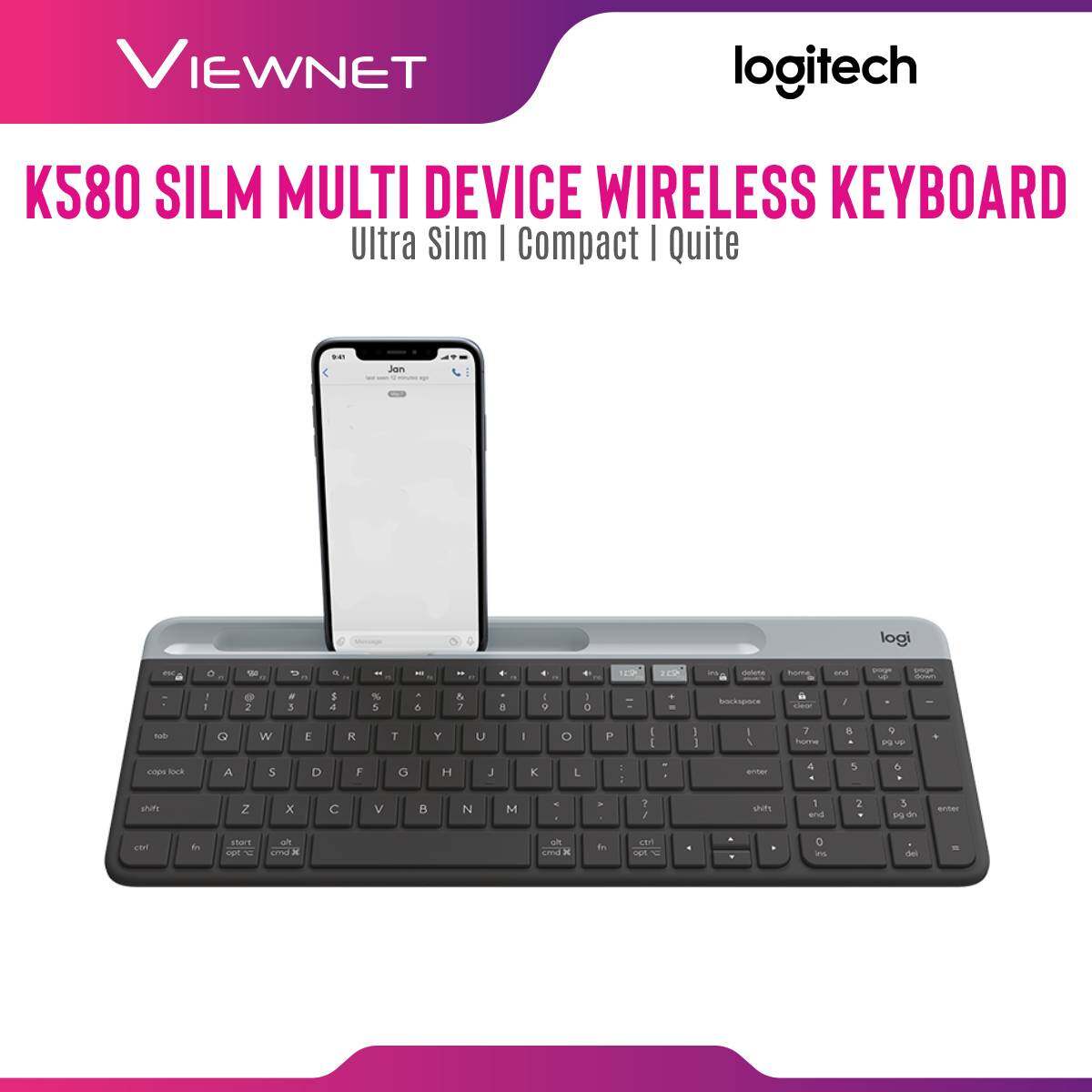Logitech K580 Silm Multi Device Wireless Keyboard ( Black / White )