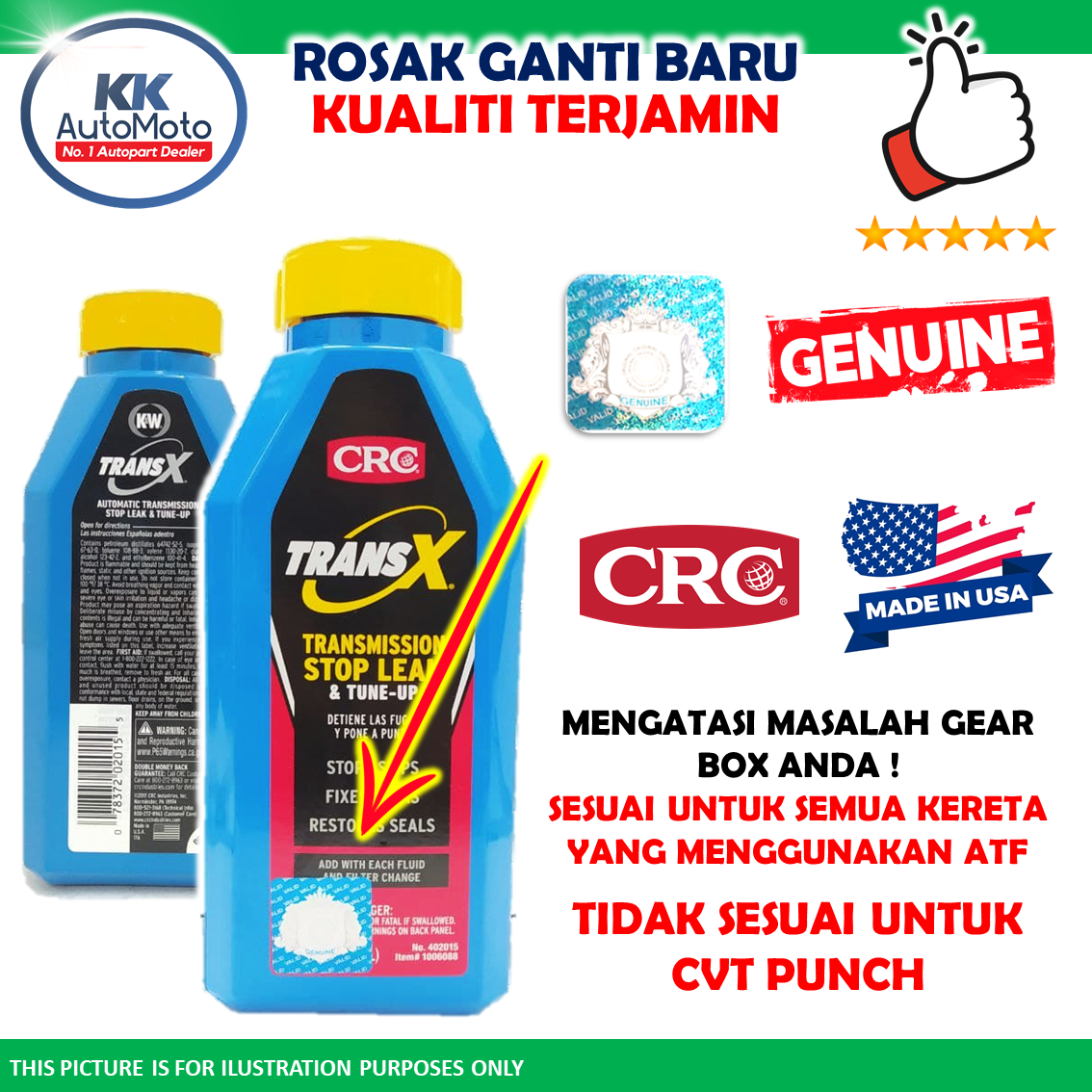 1 Botol CRC KW TransX AT Auto Treatment Stop Leak & Gear Box TuneUp