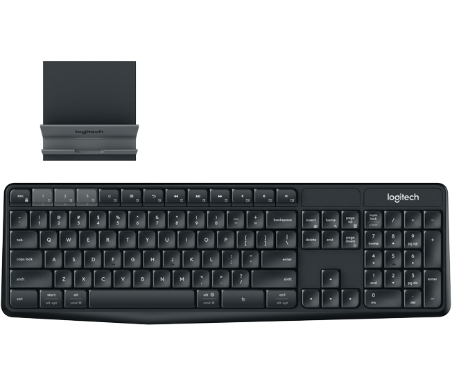 Logitech K375s Multi Device Keyboard with Quiet comfortable typing, Universal phone and tablet stand, Durable and hassle-free