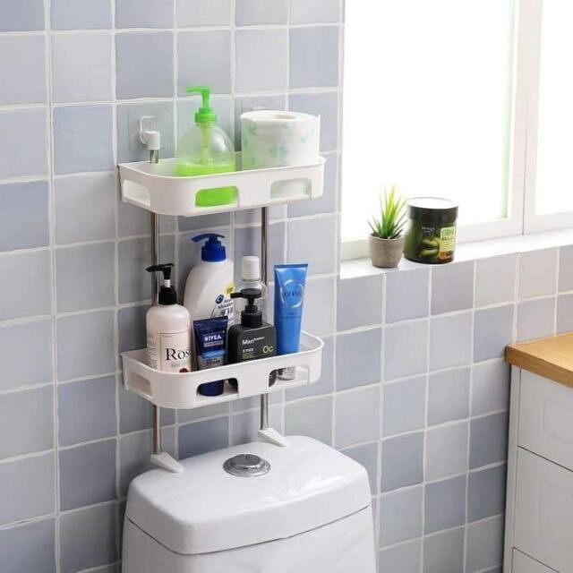 [ Local Ready Stock ] Multifunctional Bathroom Shower Shelf Wall-Mounted 2 Layers