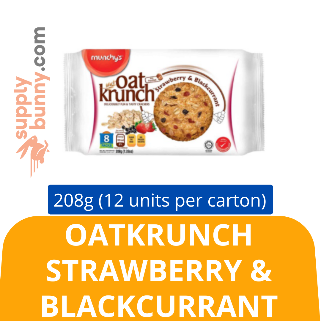 OatKrunch Strawberry & Blackcurrant ( 208g X 12packs) (sold per carton) 燕麦草莓黑加仑饼干 PJ Grocer Strawberi & Anggur Hitam