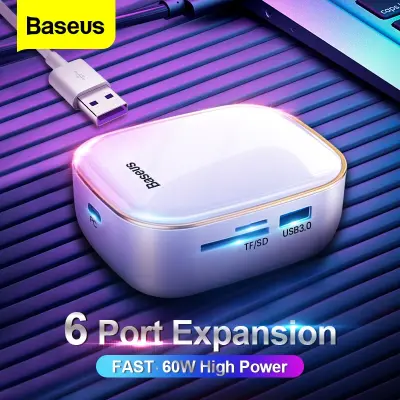 Baseus PD Type C HUB to HDMI RJ45 TF SD Card Reader USB 3.0 HUB Dock for MacBook Pro USB C Adapater 60w Fast Charger For Samsung