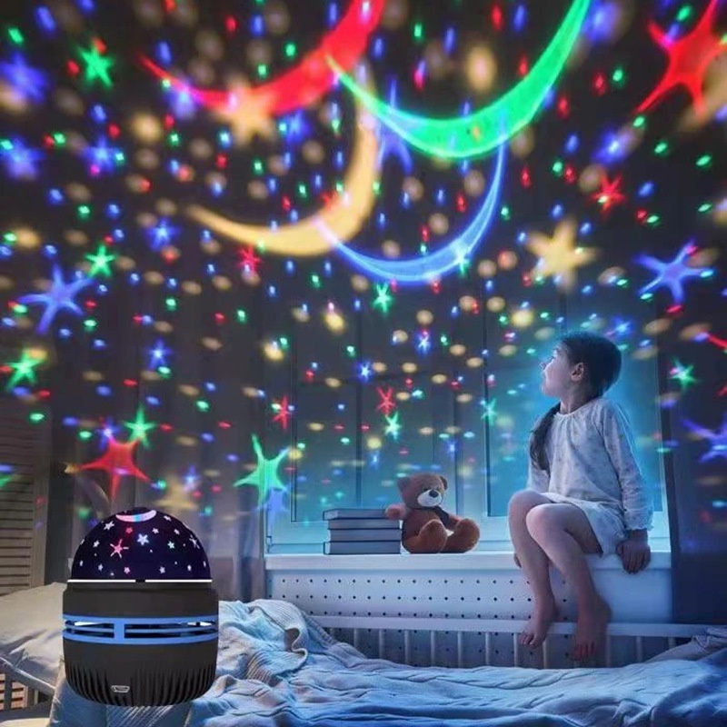 Projektor Lampu Galaxy Starry Sky Lampu Malam LED Kawalan Jauh Bunyi Aktif Pengecasan USB 5V 7 Mod untuk Parti Bilik Kanak-kanak