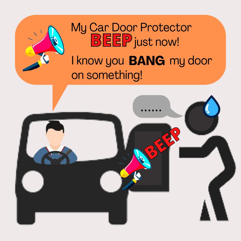 (Ready Stock) 4pcs Car Door Edge Protector - BEEP sound effect Anti Collision Strip Grab Car Door Side Strip Sticker Bumper