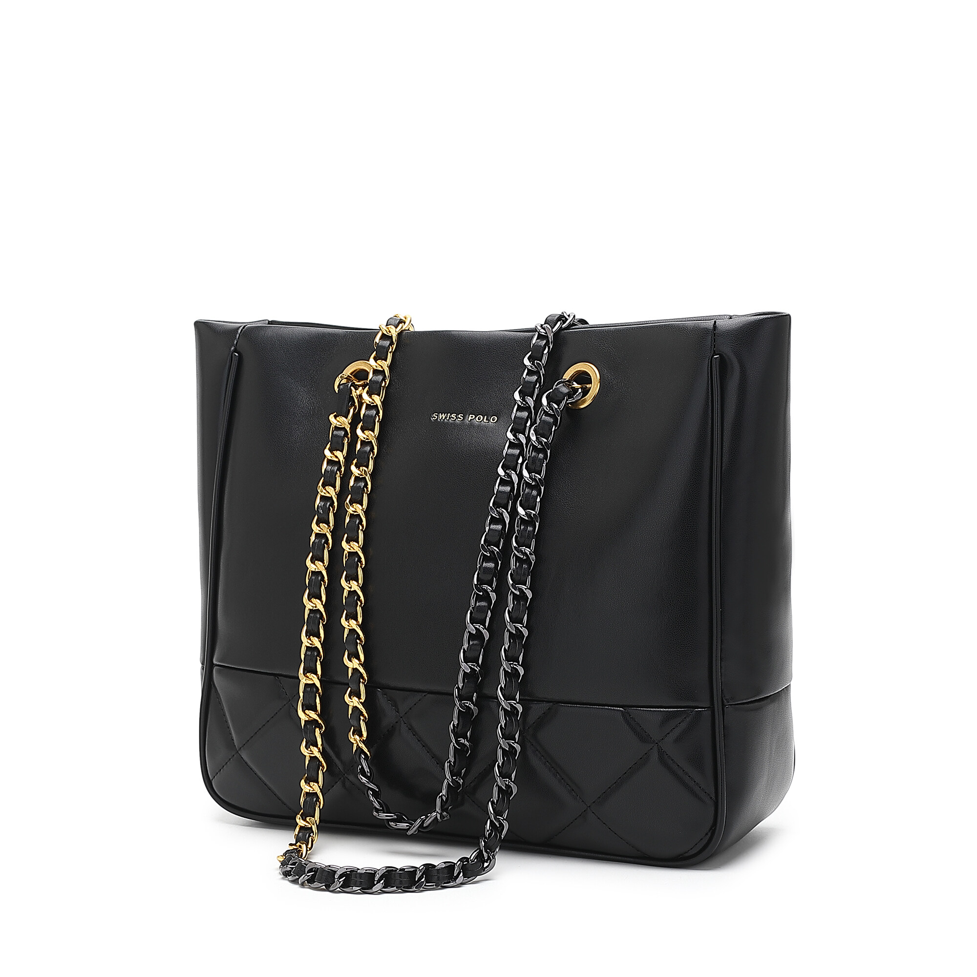 SWISS POLO Ladies Chain Tote Bag HJT 3076-1 BLACK