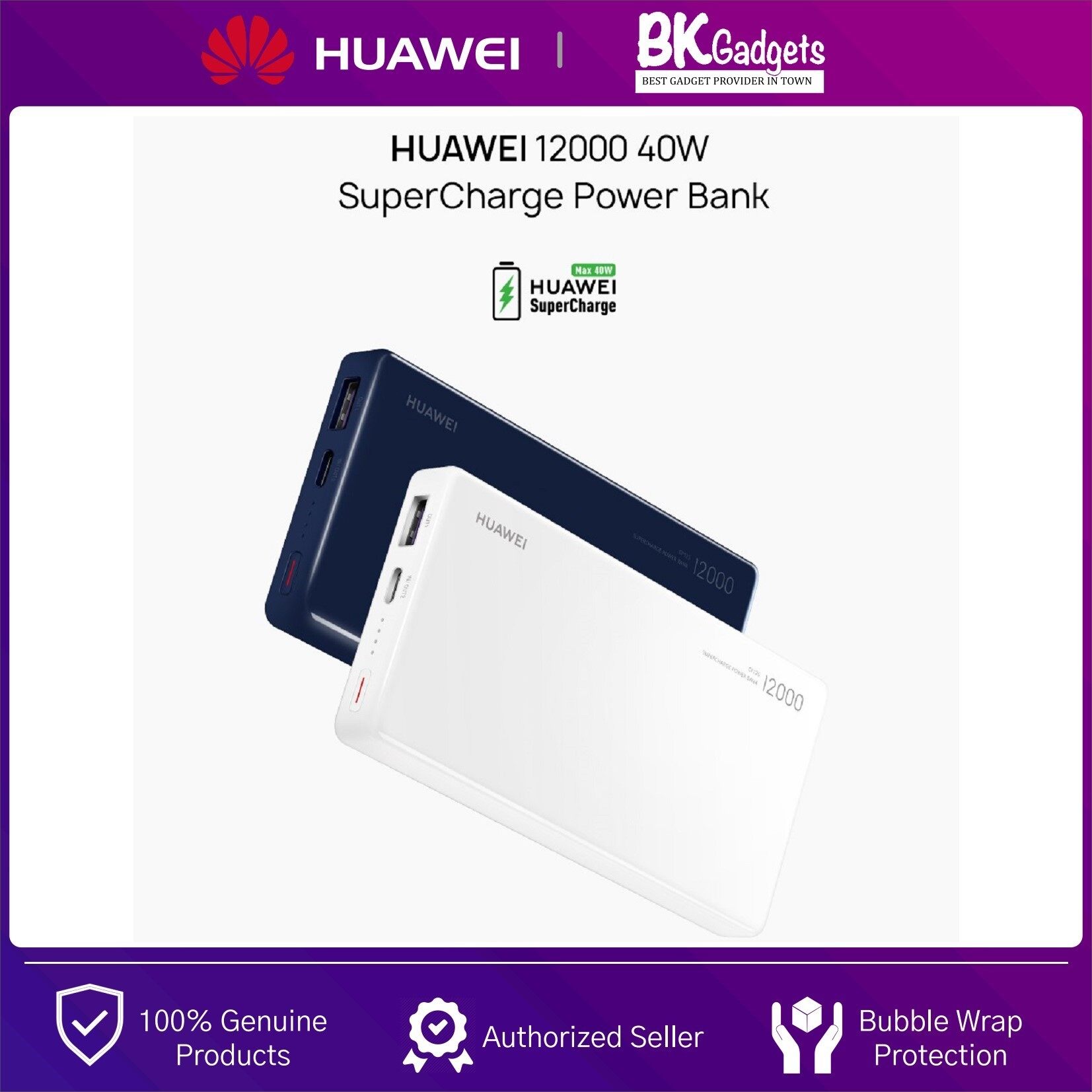 HUAWEI 12000mAh Supercharge Powerbank 40W [ CP12S ] - Universal Compatibility