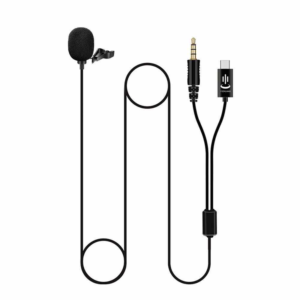 Lavalier Microphone Clip-on Omnidirectional Mic 3.5mm Plug Type-C Plug Noise Reduction for Live Streaming Lectures Conference Mobile Phone Computer with Monitoring Function (Standard)