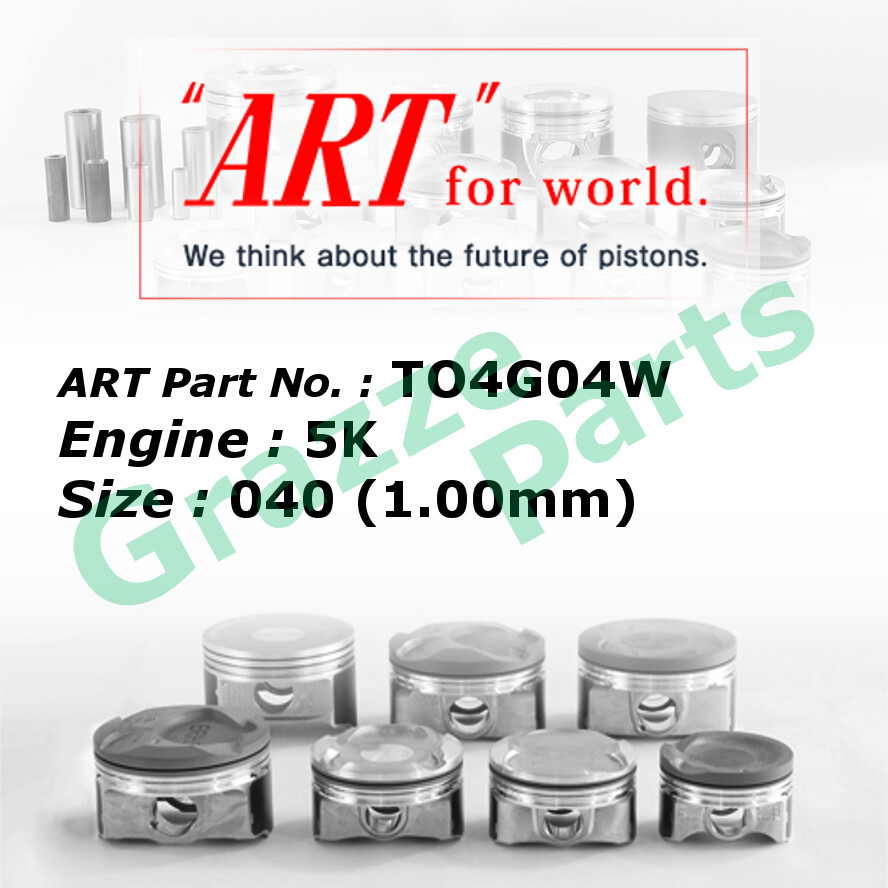 ART Piston Set TO4G04W 040 (1.00mm) Size for Toyota Liteace KM36 1.5 5K - Piston Surface D Shape - (