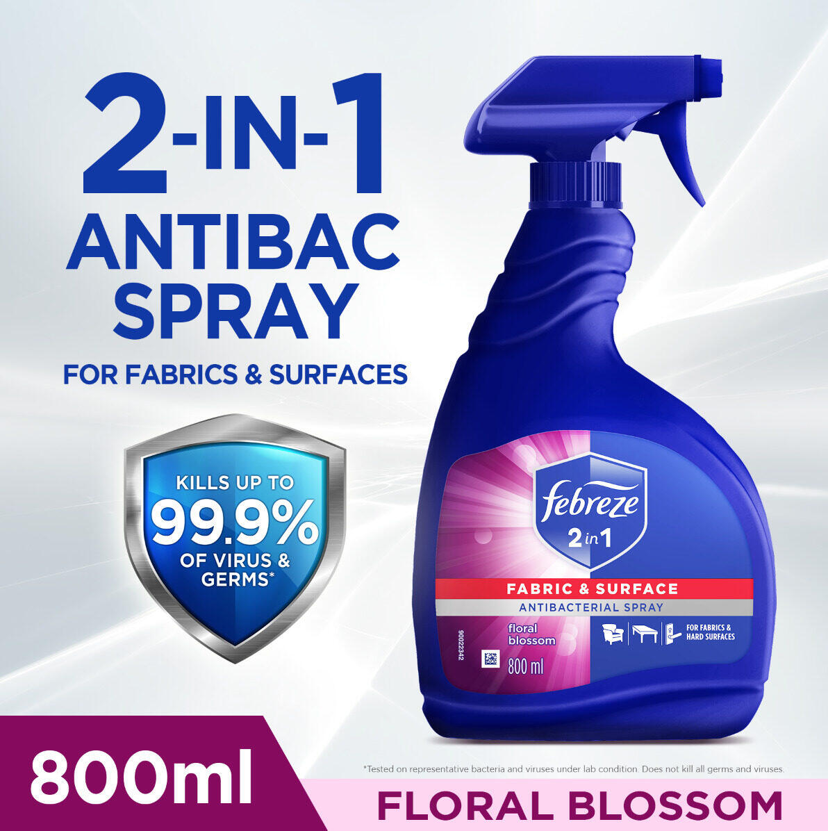 Febreze 2 in 1 Antibacterial Spray Floral Blossom 800ml Bottle Hopkins