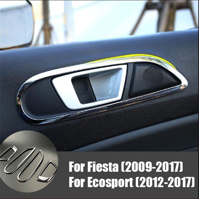 #Cloth the whole world# 4pcs/set Car Accessories Interior Inner Door handle Bowl Cover Trim Sticker for Ford Fiesta MK7 2009-2020 Ecosport 2012-2020