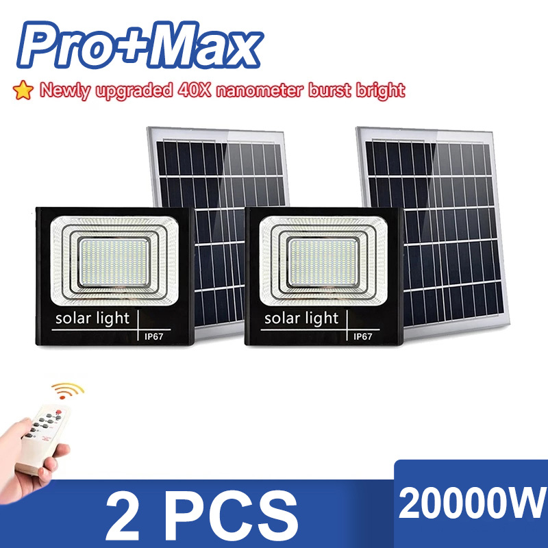 KIDDLES 100000W Solar LED Flood Light with Remote Control Waterproof IP67 9000 Lumens 10-12h Runtime New - Outdoor Garden Lighting