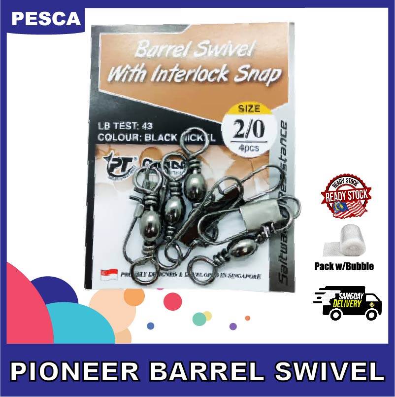 PESCA - PIONEER Barrel With Interlock Snap Fishing Snap Swivel Fishing Swivel Kekili Kelili Kili Fishing Accessories