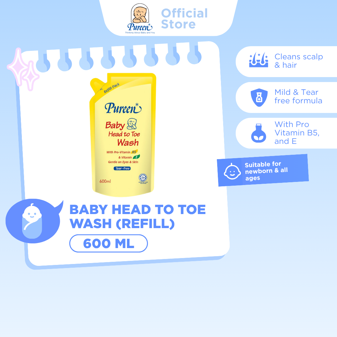 Pureen Baby Head to Toe Wash (600ml) - Refill Pack
