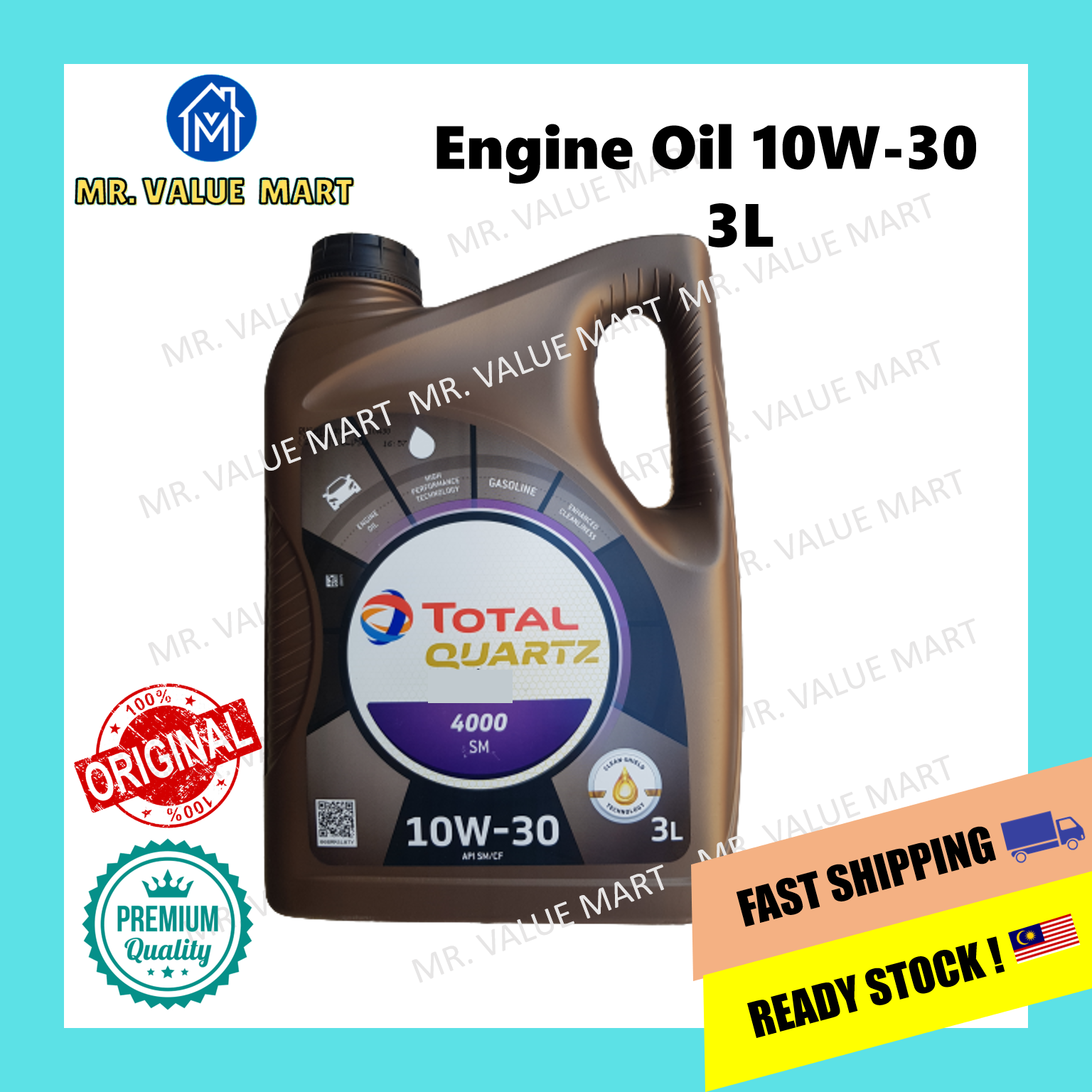 TOTAL QUARTZ ENGINE OIL 4000SM 10W-30 3L