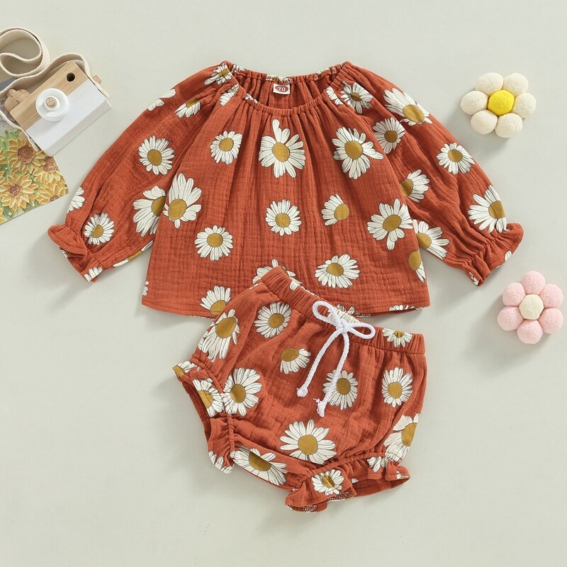 （flowerlove fashionable） Cotton Tops ruffles Shorts Outfits Linen Tops ruffles Shorts Outfits - Lovely - AliexpressUnderwear & Sleepwear