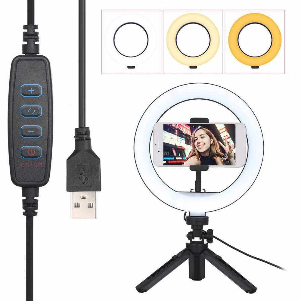 LED Ring Light Makeup Lamps 3Gear Light Adjustable Brightness with Tripod Phone Holder for Live Stream Makeup Selfie Recording Lighting Video (Standard)