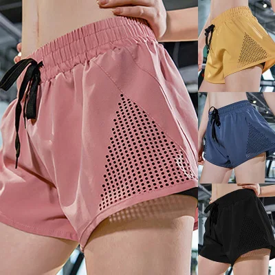 【Hot Sell】 Sport Shorts Women Fitness Clothes Summer Mesh Workout Lulu Running Gym Yoga Shorts For Ladies Elastic Short Pants (3)
