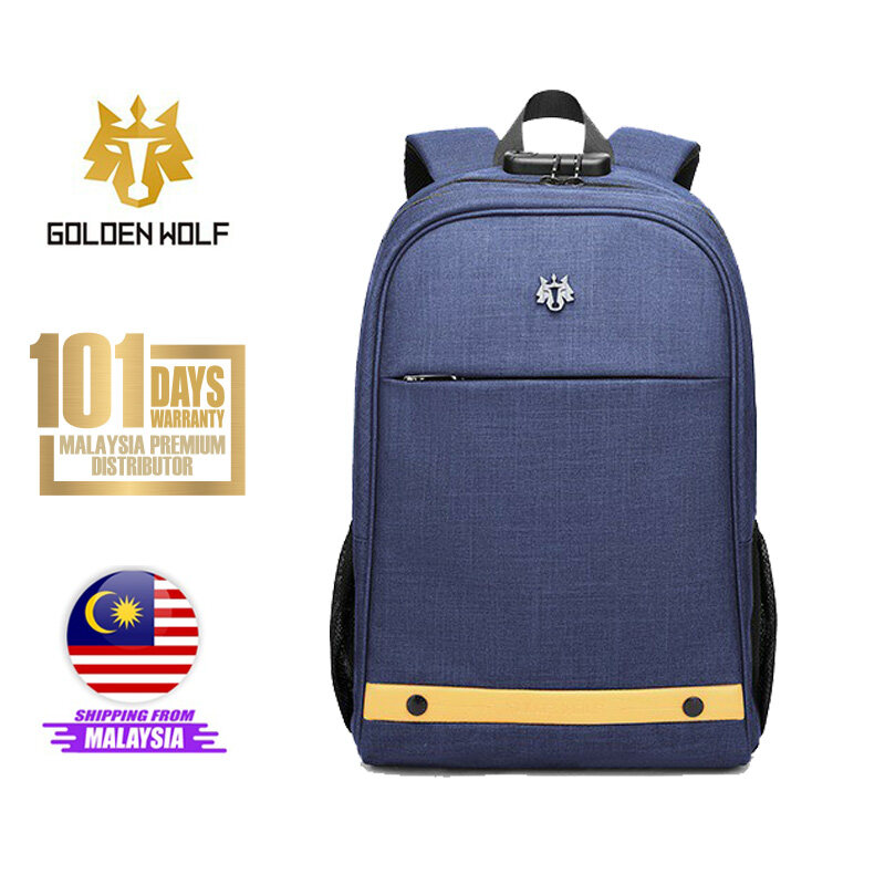 Golden Wolf Trident Unisex Anti-Theft Lock Travel Student Laptop Backpack