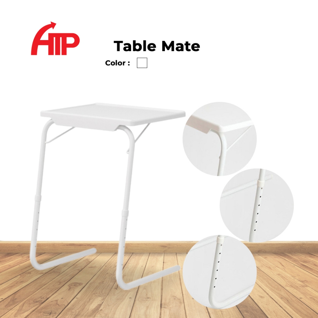 ATP Household Multi-Purpose Folding Portable Children Table Mate Laptop Table Adjustable Study Table - White