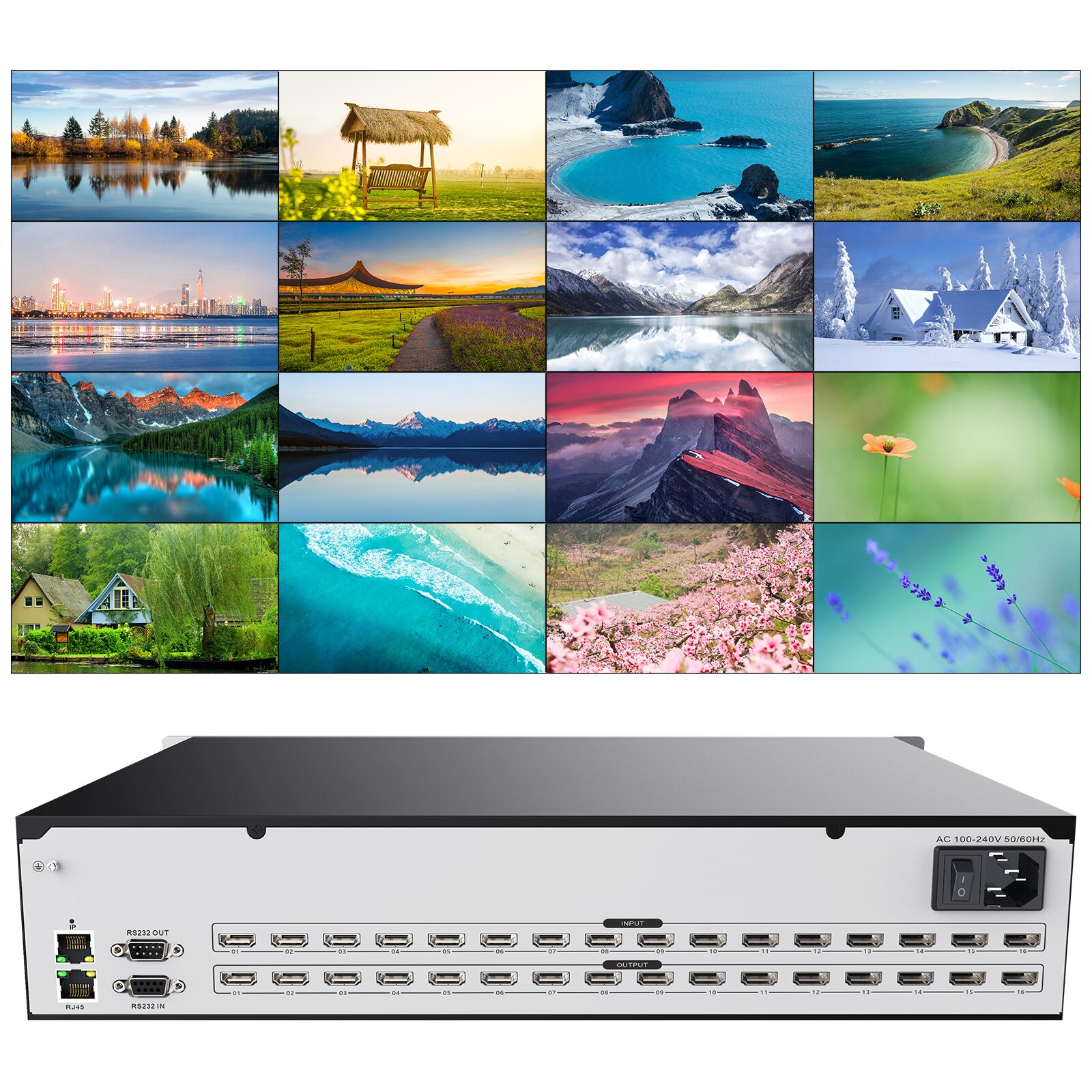 Matrix Switch HDMI 16x16 4K 30Hz 1080P120Hz Profesional Matrix Switch Splitter16 in 16 out HDCP Blu-ray 3D WEB/Panel/Remote Cont ราคา 22,597 บาท*ส่งฟรี
