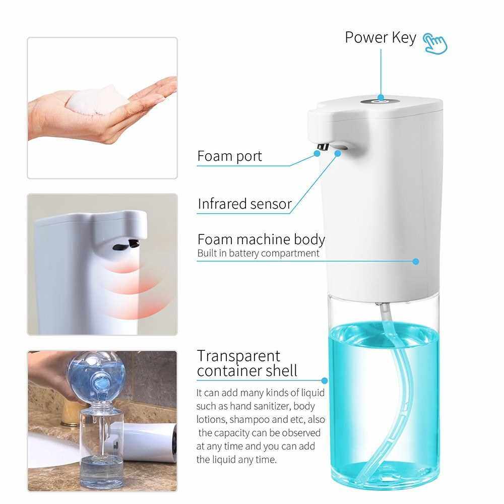 Soap Dispenser 300ml Automatic Foaming Soap Contactless Hand Free Induction Soap Dispenser for Bathroom Kitchen Toilet Office Hotel (Brown)