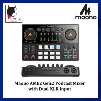 Maono AME2 Gen2 E2GEN2 Podcast Mixer Audio Interface Sound Card with Dual XLR Input Quick to Mute & Noise Reduction