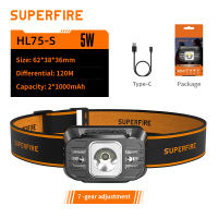 SUPERFIRE Induction Headlamp Type-c Rechargeable Super Bright Waterproof Head Torch For Outdoor Camping Headlight Motion Sensor Head Light HL75-S
