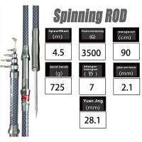 SHIMANO Joran Pancing Telescopic Rod Spinning FRP Carbon Hard Hitam 2.1m-4.5m 188g-355g 12-25lb 30kg Untuk Carp Fishing Outdoor