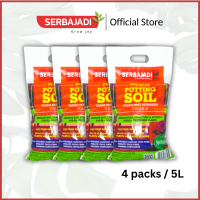 Serbajadi Premium Potting Soil | Pot Planting Soil | Good Water Drainage | Suitable for Vegetable & Plants | Organic Soil Free From Animal Waste 5L