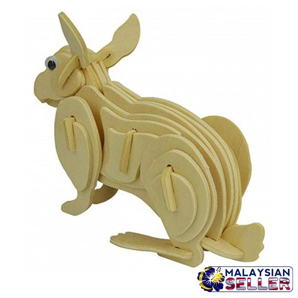 idrop 3D Wooden Plywood Puzzle Rabbit Bunny Construction Model [ DJ008 ...