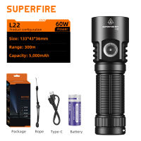 SUPERFIRE Heavy Duty Flashlight High Power Torch Light Super Bright LED Tactical Flashlight Type-C Rechargeable 1700 Lumens Flash Light Waterproof Camping Hiking Cycling Outdoor Y16