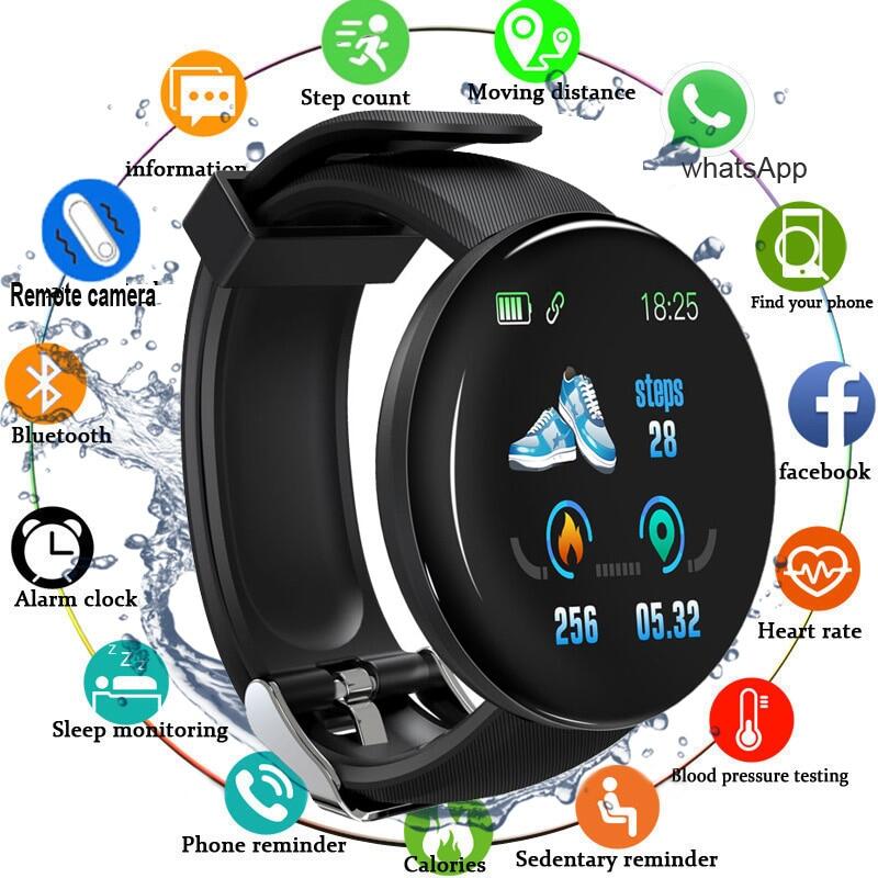 Original D18 Smart band Watch Heart Rate Monitor Men's Women's Smartwatch Round Fitness Digital Watches for Men Women Band Bracelet PK D20 Y68 Presyo 249 Piso*Libreng Shipping