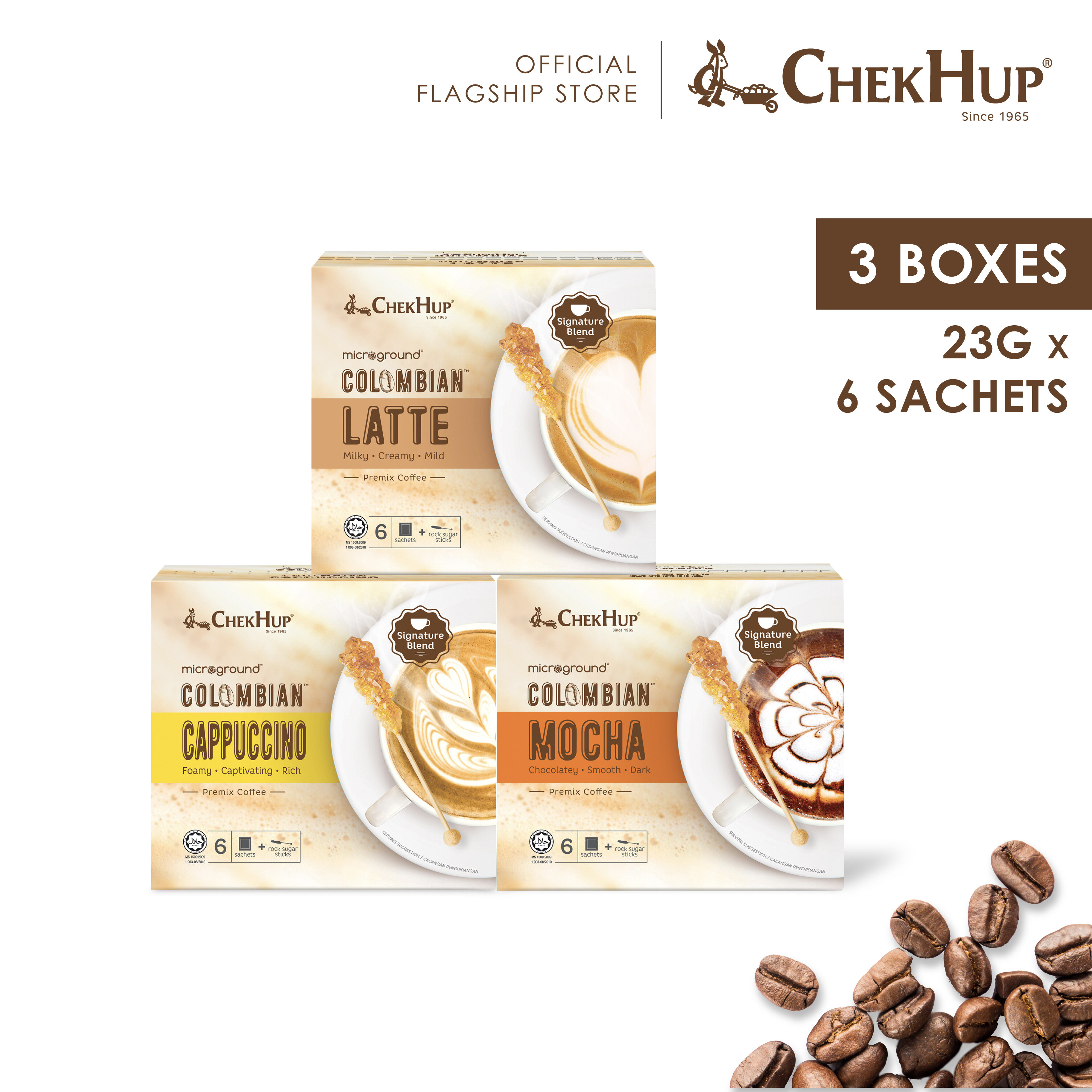 Chek Hup Microground Colombian Coffee (23g x 6s) [Combo Pack of 3 Variants]