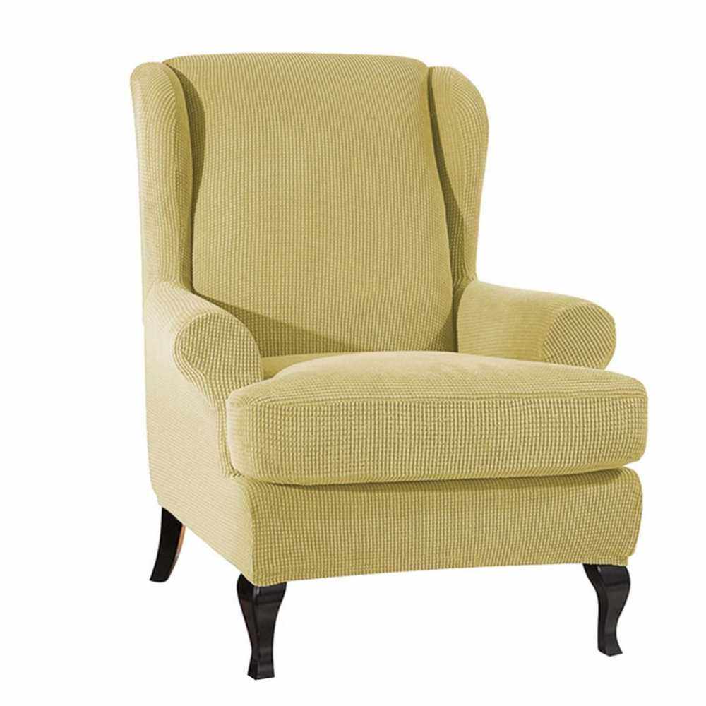 Sofa Covers Wing Chair Elastic Fabric Stretch Couch Slipcover Polyester Spandex Furniture Protector (Beige) (Beige)