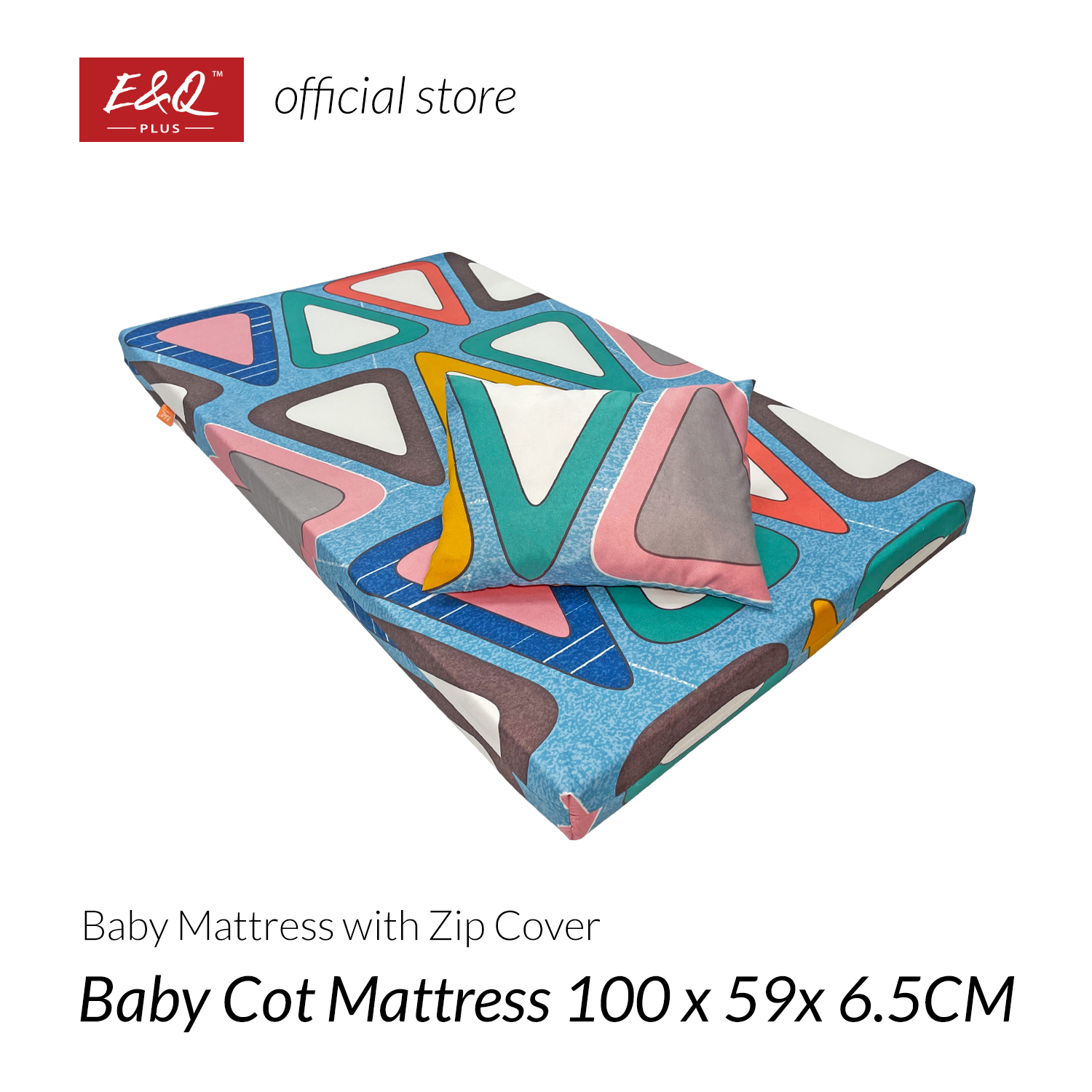 ENQ Baby Cot Mattress / Baby Cot Tilam / Color Zip Cover 100CM x 59CM x 6.5CM / Color Baby Mattress