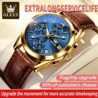 OLEVS Luxury Watch Men Original 2023 Sale Waterproof Fashion Leather Multifunctional Chronograph Phnom Penh Dial  Luminous Date Quartz Jam Tangan Lelaki