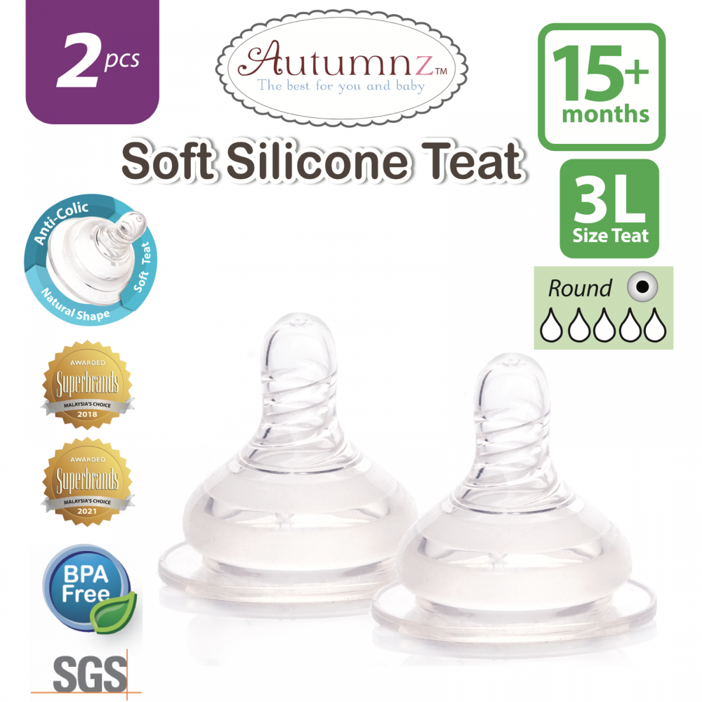 Autumnz Teats Nipples Maxy Soft Silicone For Baby Feeding Bottle 2pcs Puting Susu S / M / L / X-cut